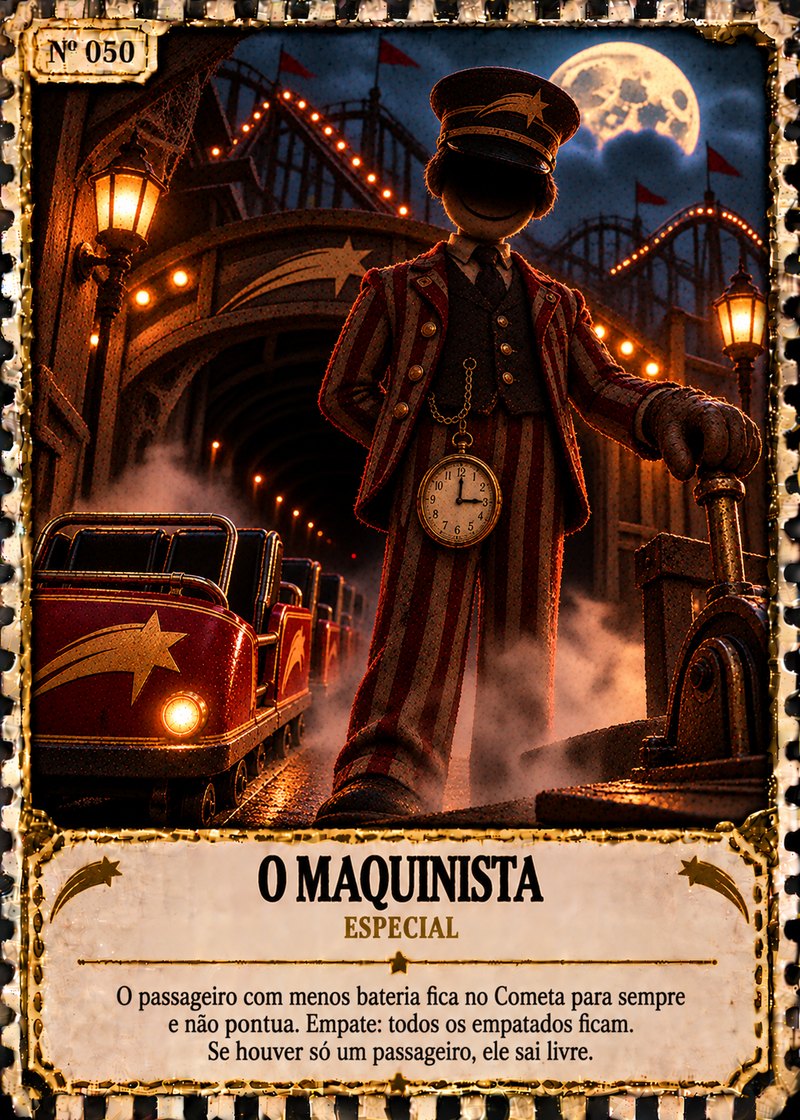 Carta O Maquinista, personagem que cobra a passagem do Cometa