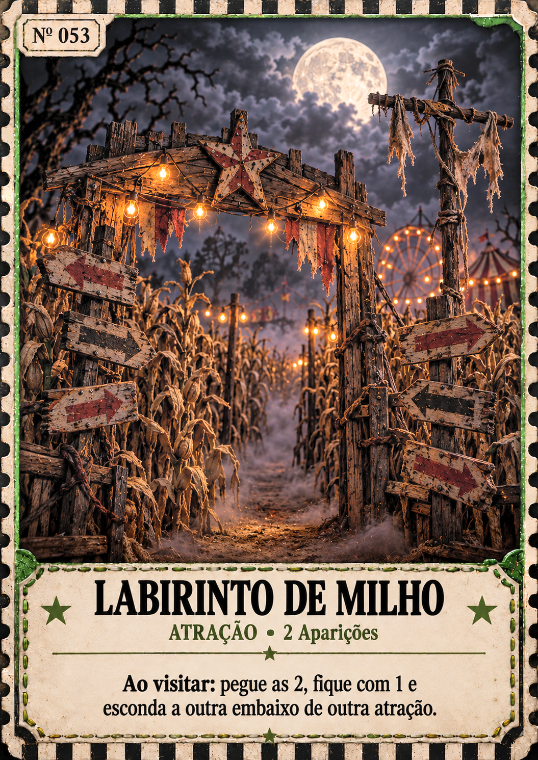 Carta Labirinto de Milho, atração do Parque Cometa