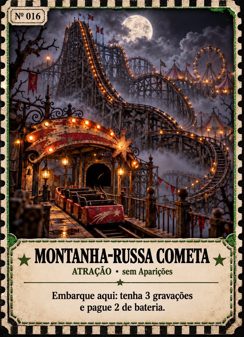 Carta Montanha-Russa Cometa, atração do parque abandonado