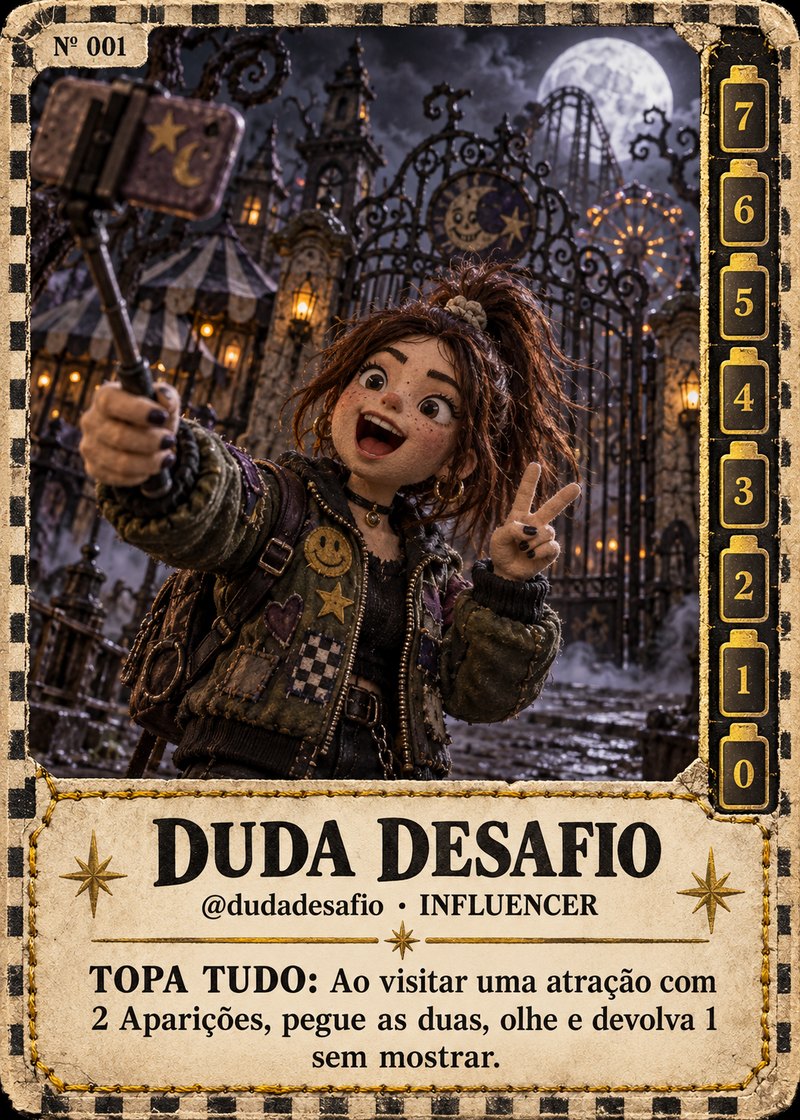 Carta Duda Desafio, influencer gravando no parque abandonado